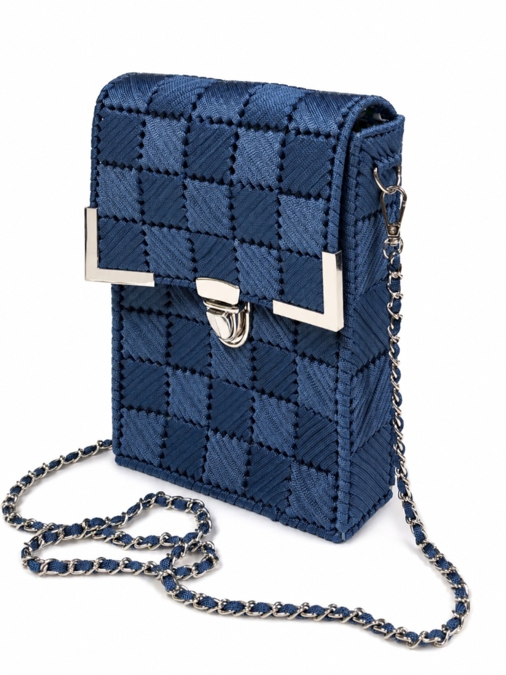 New Denim Blue Hand Woven Crossbody Bag